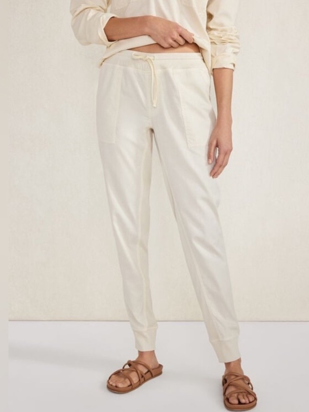 NWT Haven Well Within Womens XS Cream Twill Organic Cotton Blend Jogger Pants